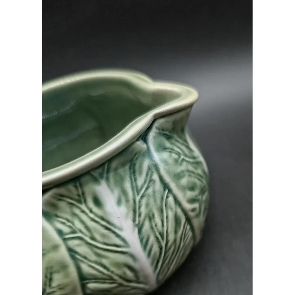 Bordallo Pinheiro Green Cabbage Leaf Creamer Pitcher Made in Portugal Majolica